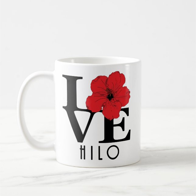 Taza De Café LOVE Hilo Red Hibiscus 11oz (Izquierda)