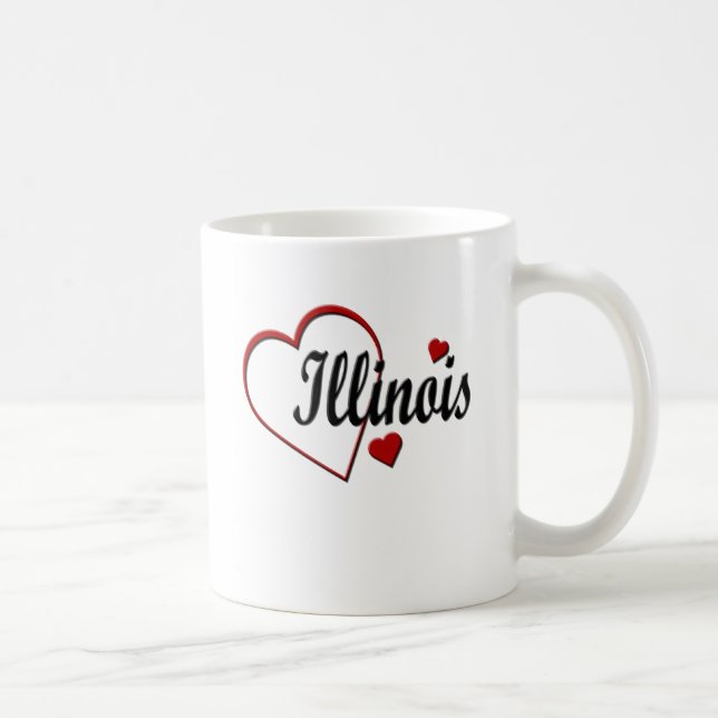 Taza De Café Love Illinois Hearts Mugs (Derecha)