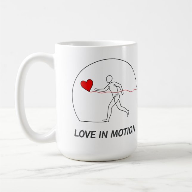 Taza De Café Love In Motion Minimalist Line Art Slogan Tee (Izquierda)