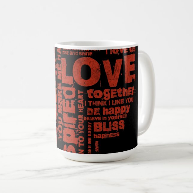 Taza De Café Love Joy Inspiration Words Valentine Day (Anverso derecho)