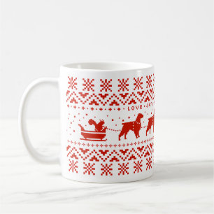 Taza De Café Love Joy Peace Brittanys Navidades festivos Perros
