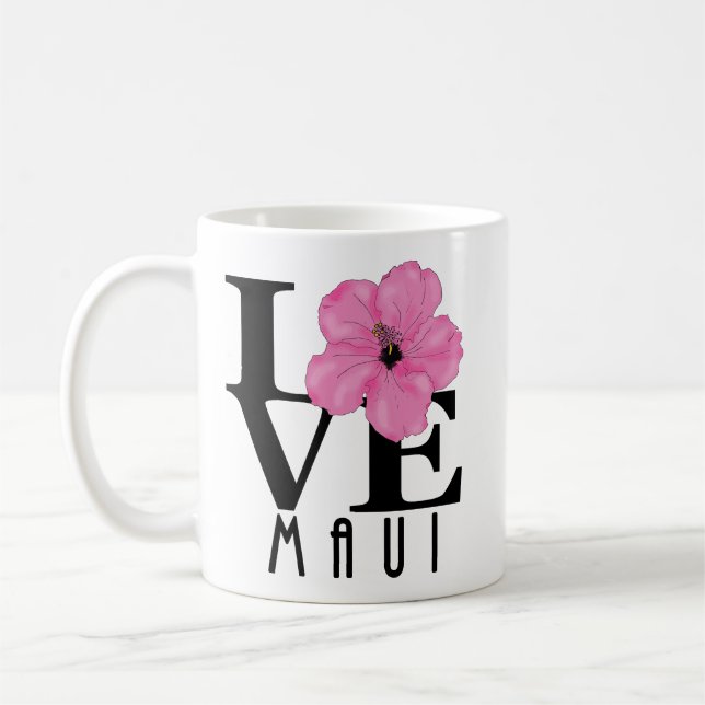 Taza De Café LOVE Maui Pink 11oz (Izquierda)
