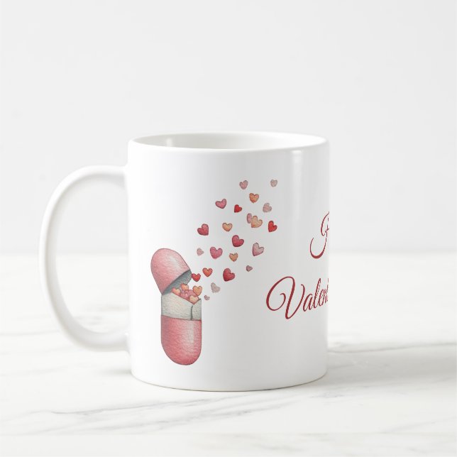 Taza De Café Love Medicine Valentine's Day Design (Izquierda)