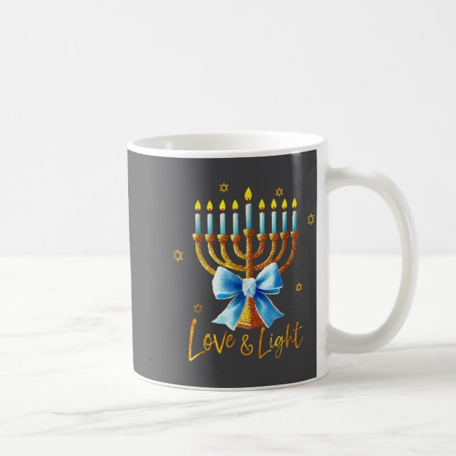 Taza De Café Love Menorah Chanukah Light Hanukkah Blue Coquette (Derecha)