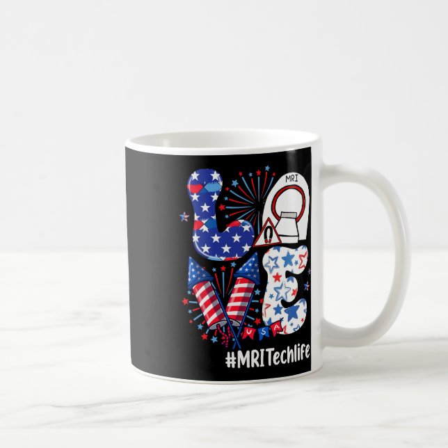 Taza De Café Love Mri Tech Life Usa Flag Fireworks 4 De Julio (Derecha)
