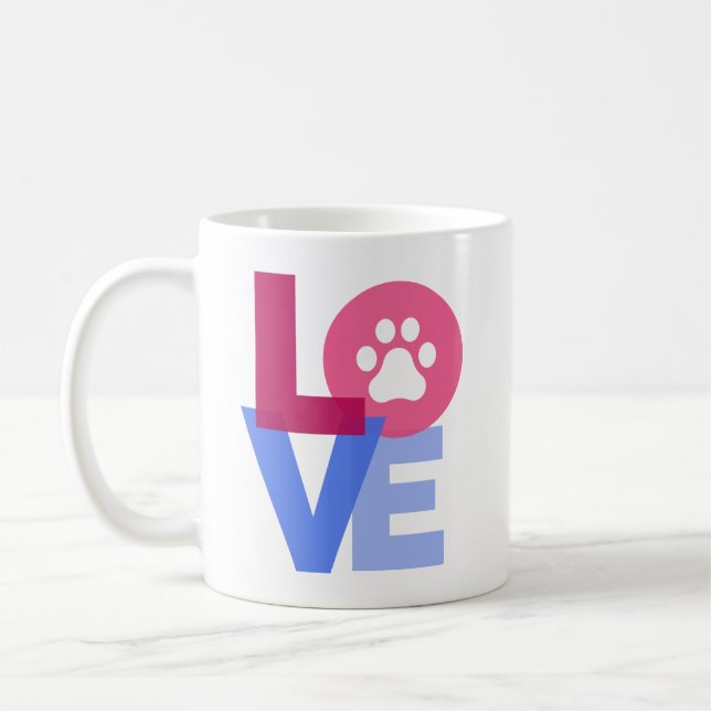 Taza De Café LOVE mug con la huella de la garra (Izquierda)