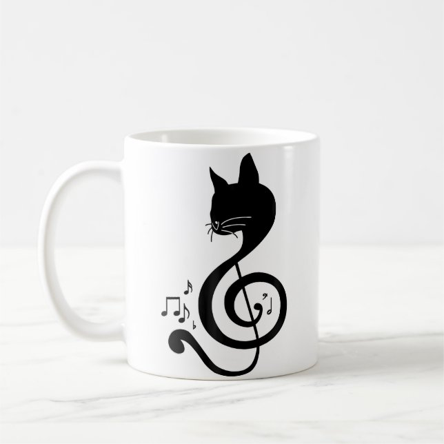 Taza De Café Love Music Cat Music Note Musical Note Pianist Pia (Izquierda)
