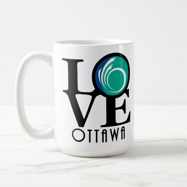 Taza De Café LOVE Ottawa 15oz (bandera de la ciudad) (Izquierda)