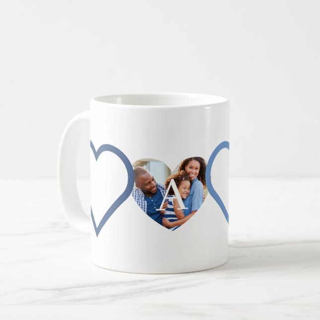 Taza De Café Love Papa Grandfather Blue Heart Photos Collage (Anverso izquierdo)