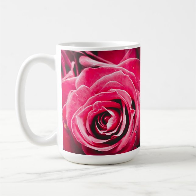 Taza De Café Love Pink Roses 15oz Classic Mug (Izquierda)