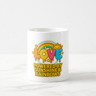 Taza De Café 🌞🌈 “Love – Powered by Sunshine & Rainbows” Mug 