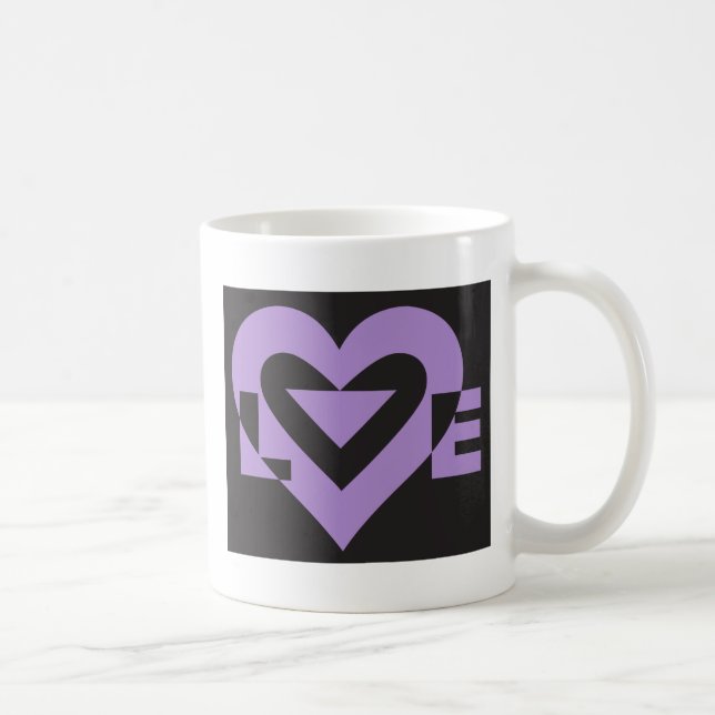 Taza De Café Love Purple on Black (Derecha)