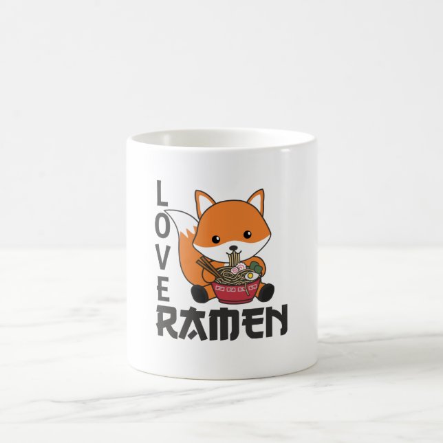 Taza De Café Love Ramen Cute Fox Kawaii Foxes (Centro)