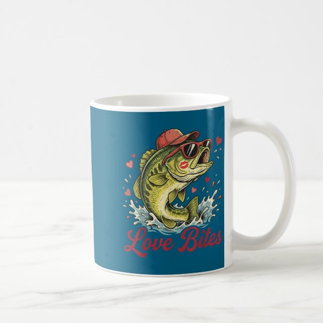Taza De Café Love Retro Bites Fishing Fisherman Valentines Day  (Derecha)