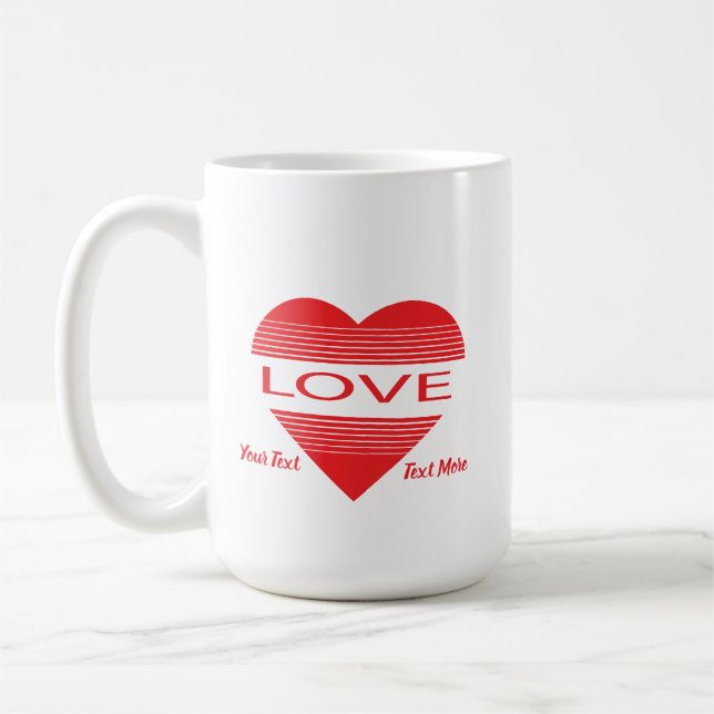 Taza De Café Love & Romance Concept Design with Heart Elements (Izquierda)