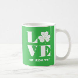 Taza De Café Love Shamrock Clover Irlanda Personalizado blanco 