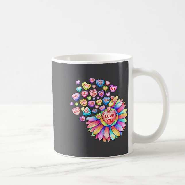 Taza De Café Love Sunflower Hearts Candy Valentines Day Womens  (Derecha)