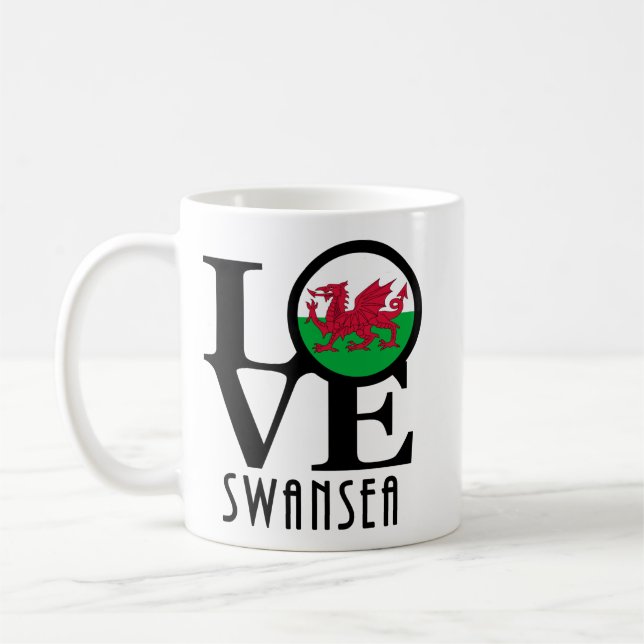 Taza De Café LOVE Swansea Wales 11oz (Izquierda)