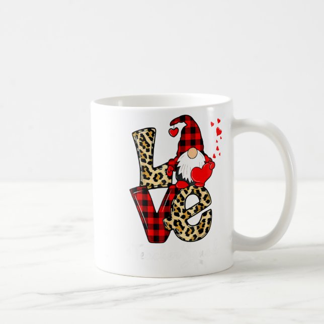 Taza De Café Love Teacher Squad Gnome Hearts Valentines Gnome T (Derecha)