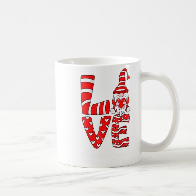 Taza De Café Love Teacher Squad Gnome Hearts Valentines Gnome T (Derecha)