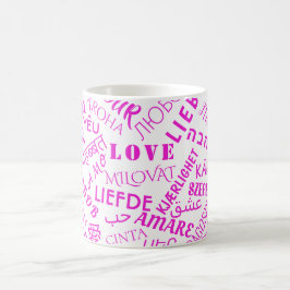 Taza De Café Love Text Coffee Mug Palabra en varios idiomas