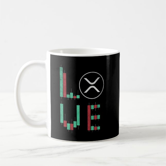 Taza De Café LOVE Valentine Ripple XRP Crypto Coin HODL (Izquierda)
