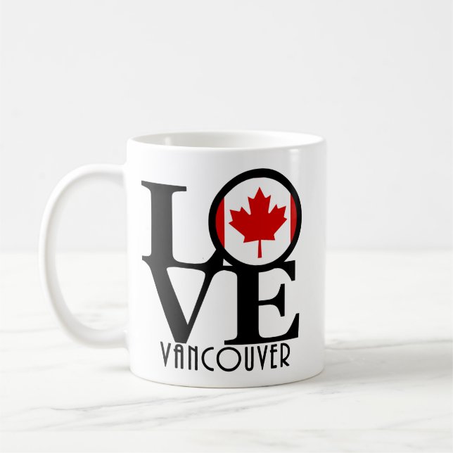 Taza De Café LOVE Vancouver (Bandera de Canadá) 11oz (Izquierda)
