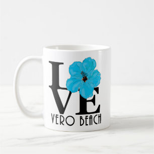 Taza De Café LOVE Vero Beach Blue Hibiscus 11oz
