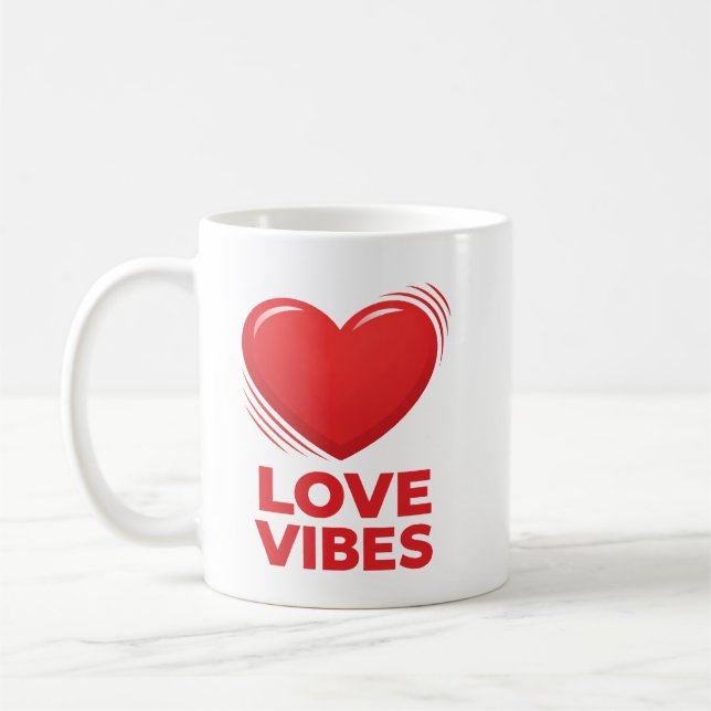 Taza De Café Love Vibes Heart Valentine Design (Izquierda)