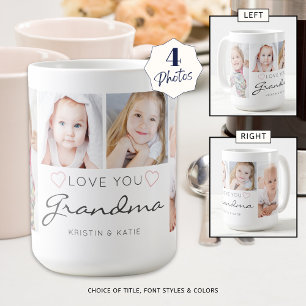 Taza De Café LOVE YOU ABUELA Personalizado Script 4 Fotos