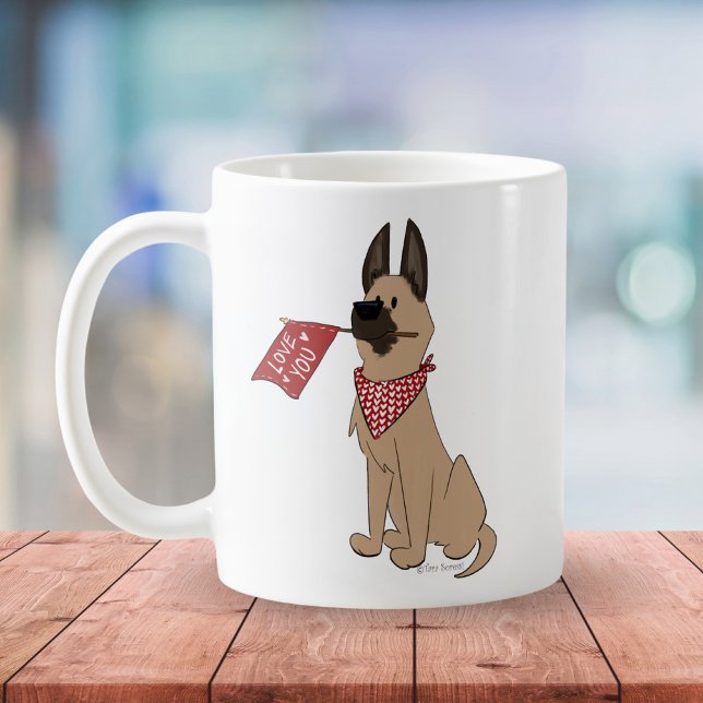 Taza De Café Love You Cute Dog Cartoon White Simple Mug (Subido por el creador)