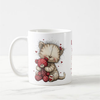 Taza De Café “Love You Fur-Ever” Cute Cat & Teddy Valentine Mug