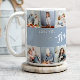 Taza De Café Love You Grandma 12 Photo Collage Dusty Blue