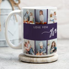 Taza De Café Love You Grandma 12 Photo Collage Purple