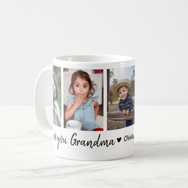 Taza De Café Love You Grandma Grandkids 5 Photo Collage   (Anverso izquierdo)