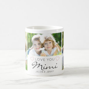 Taza De Café LOVE YOU MIMI Personalizado 3 Fotos Manuscritas