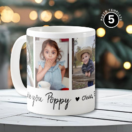 Taza De Café Love You Poppy Grandkids Names 5 Photo Collage
