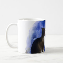 Taza De Café Lovely Tuxedo Cat & Full Moon Mug