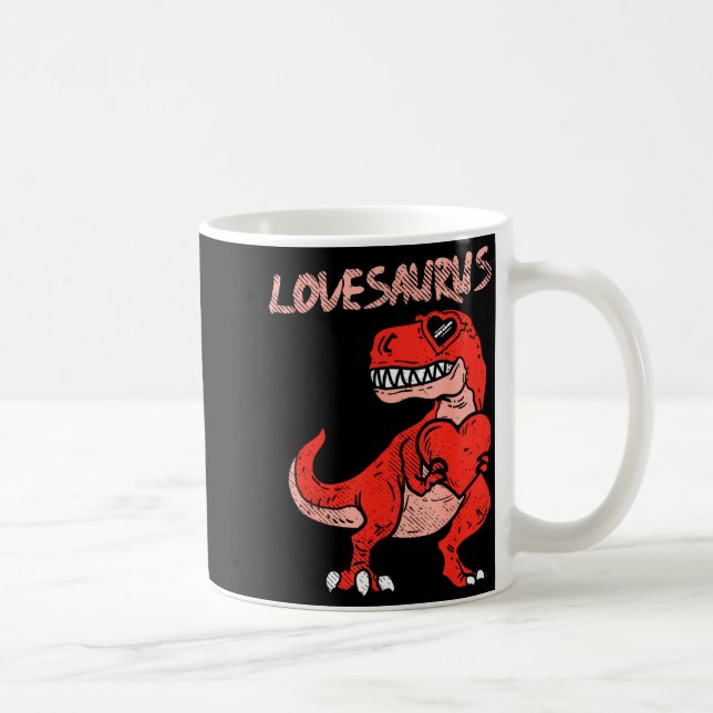 Taza De Café Lovesaurus Trex Dinosaur Heart Cute Valentines Day (Derecha)