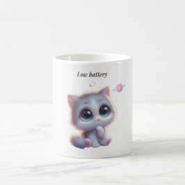 Taza De Café Low Battery Cat Meme Mug
