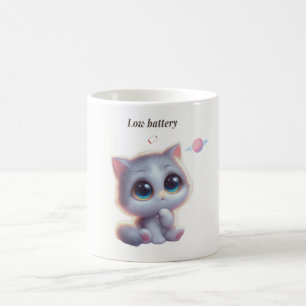 Taza De Café Low Battery Cat Meme Mug