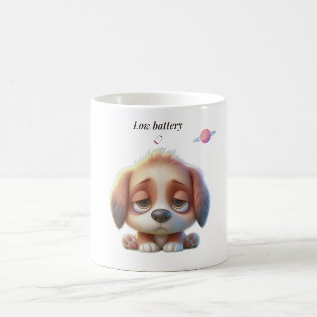 Taza De Café Low Battery Dog Meme (Centro)