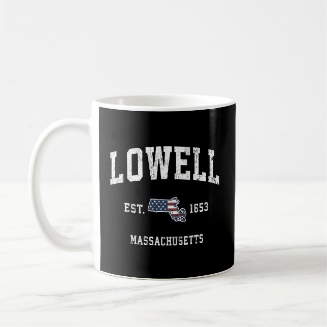 Taza De Café Lowell Massachusetts Mamá deportes de bandera esta (Izquierda)