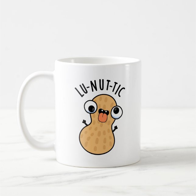 Taza De Café Lu-nut-ic Funny Peanut Puns (Izquierda)