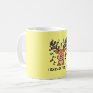 Taza De Café Luces de alegría pura de renos navideños Kawaii li