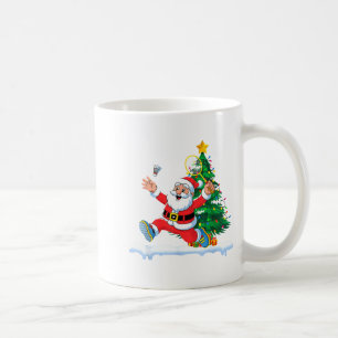 Taza De Café Luces de árbol de Navidad de bádminton de Santa ho