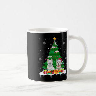 Taza De Café Luces de árbol de Navidad para perros Westie Santa