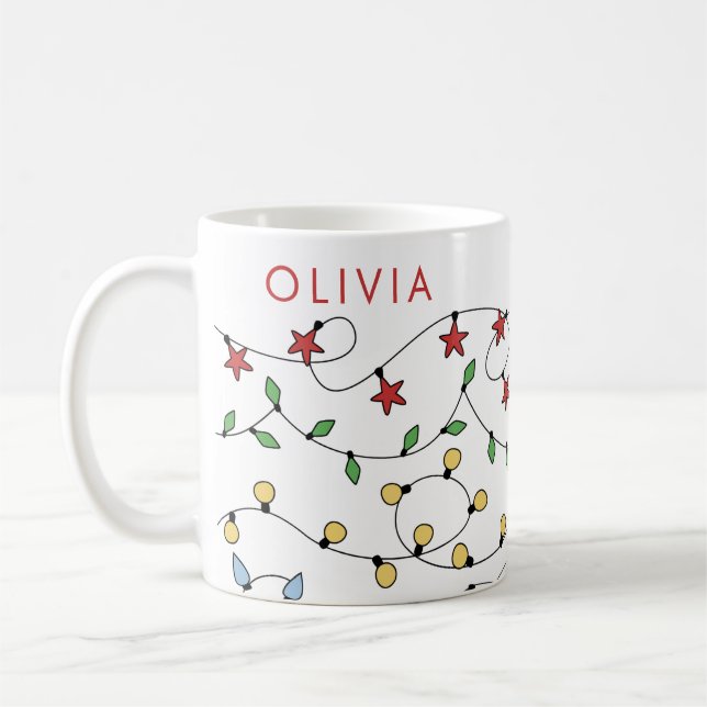 Taza De Café Luces de cadena de Navidades personalizados (Izquierda)