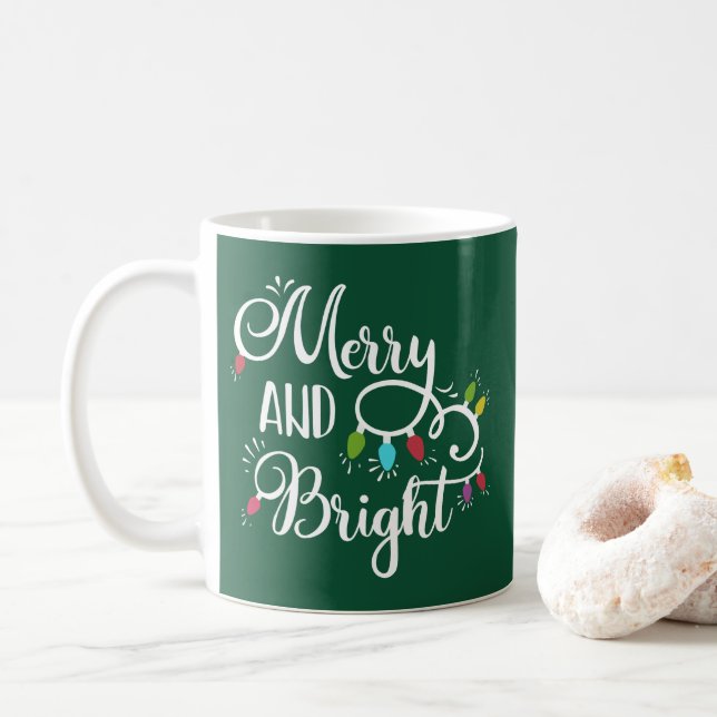 Taza De Café luces de fiesta alegres y brillantes (Con donut)