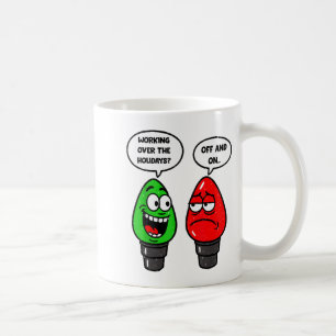 Taza De Café Luces de Navidad Broma Bombilla Funcionando Apagad